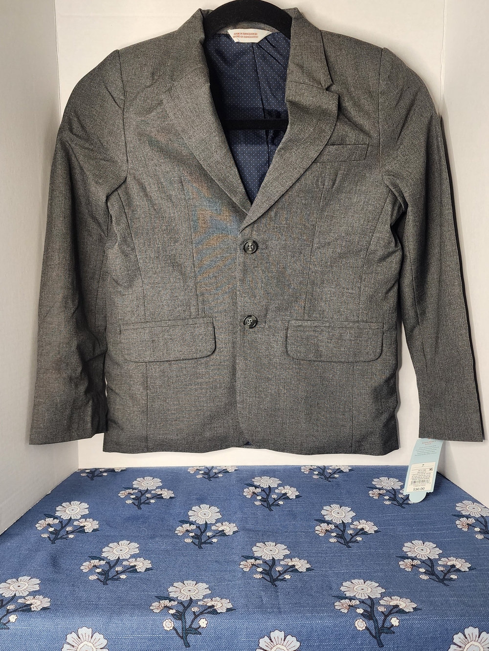 Boy's size 7 Gray Two-Button Blazer:Cat & Jack MSRP $30 NEW WITH TAGS